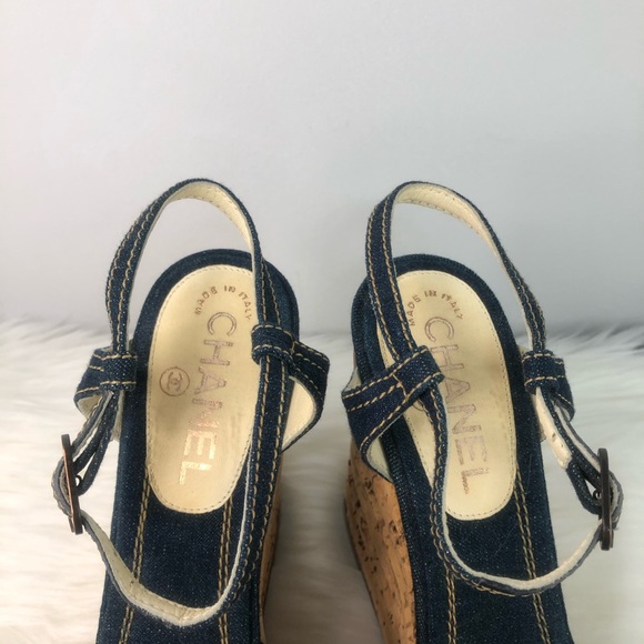 Authentic Chanel denim wedges heels - Picture 6 of 8